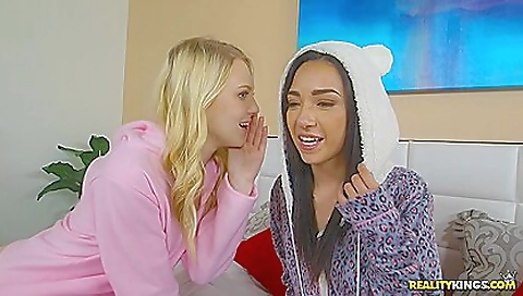 Slutty blonde's best friend with a big cock